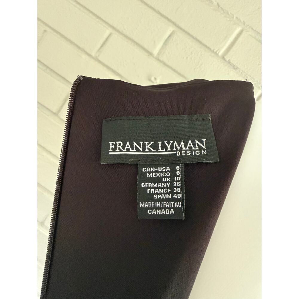 Frank Lyman Black Boat Neck Dress 8 Draped Ruched Rosette 90s Minimalist Midi - Picture 11 of 11